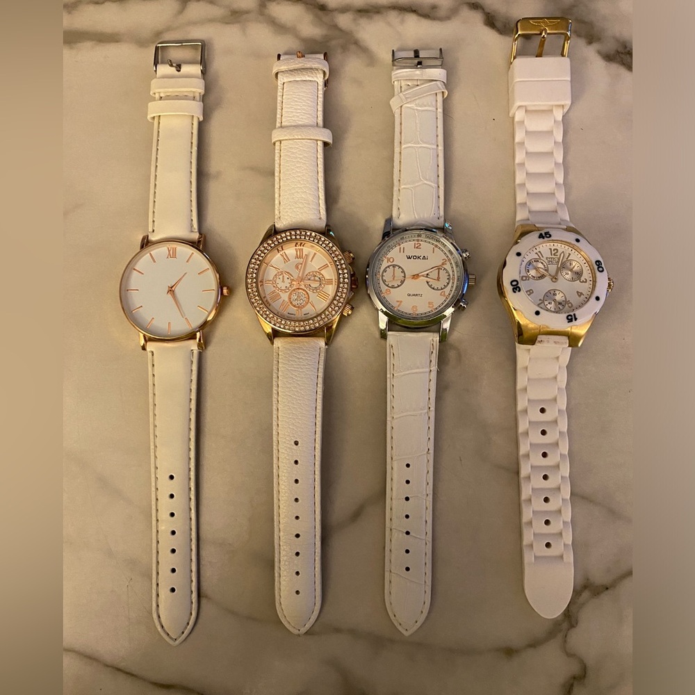 Bundle of Elegant White and Gold Watches